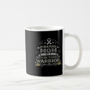 Brain tumour awareness warrior mom grey ribbon coffee mug