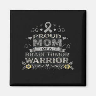 Brain tumour awareness warrior mom grey ribbon magnet