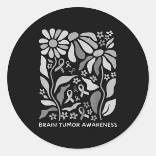 Brain tumour awareness wear grey in may strong classic round sticker