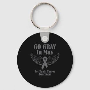 Brain tumour awareness wear grey in may strong keychain