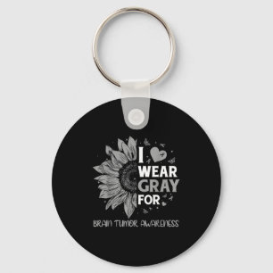 Brain tumour awareness wear grey in may strong keychain