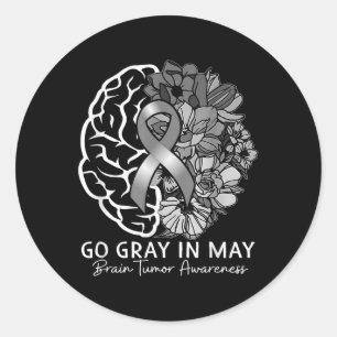 Brain Tumour Awareness Wear Grey In May Strong War Classic Round Sticker
