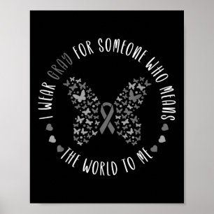 Brain Tumour Brain Cancer Grey Ribbon I Wear Grey Poster