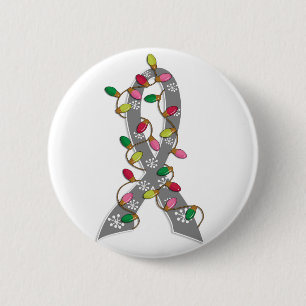 Brain Tumour Christmas Lights Ribbon 2 Inch Round Button