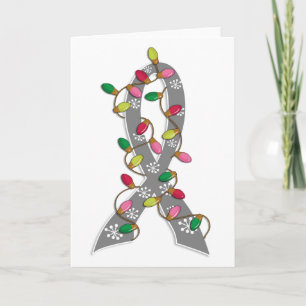 Brain Tumour Christmas Lights Ribbon Holiday Card
