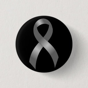 Brain Tumour   Diabetes   Grey Ribbon 1 Inch Round Button