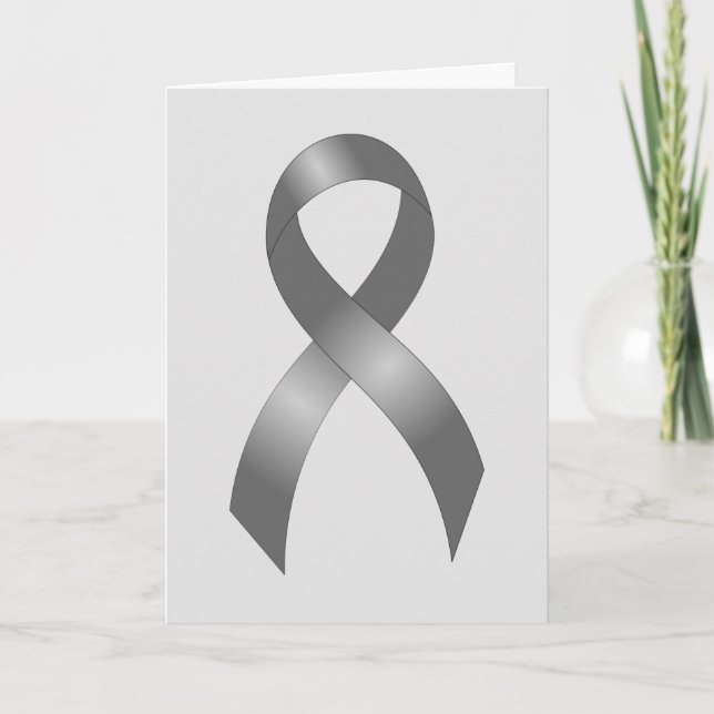 Brain Tumour | Diabetes | Grey Ribbon Thank You Card (Front)