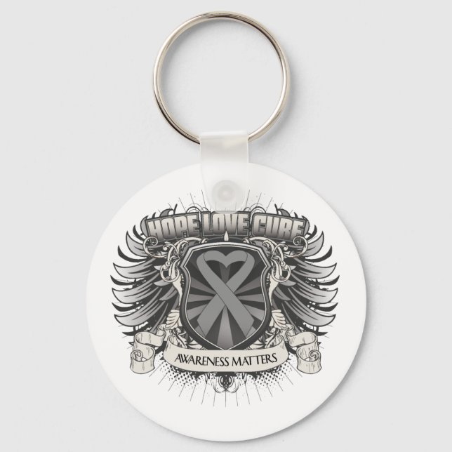 Brain Tumour Hope Love Cure Keychain (Front)