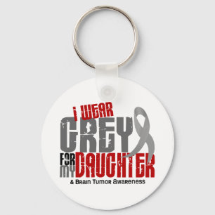 Brain Tumour I Wear Grey For My Daughter 6.2 Keychain