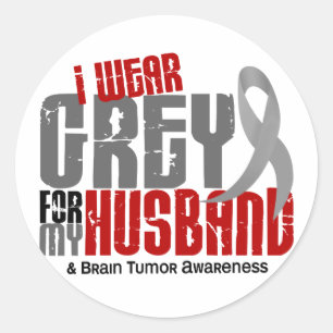 Brain Tumour I Wear Grey For My Husband 6.2 Classic Round Sticker