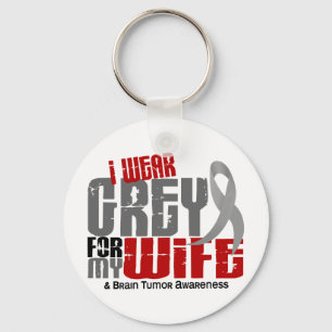 Brain Tumour I Wear Grey For My Wife 6.2 Keychain