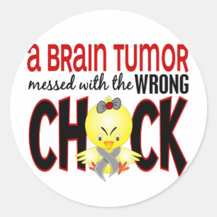 Brain Tumour Messed With The Wrong Chick Classic Round Sticker