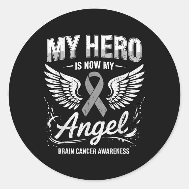 Brain Tumour Remembrance Grey Ribbon Memorial Fami Classic Round Sticker (Front)
