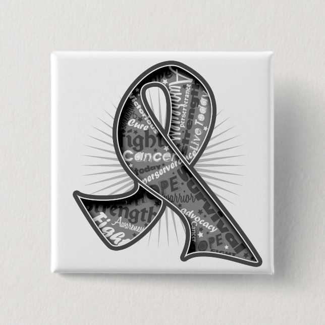 Brain Tumour Slogan Watermark Ribbon 2 Inch Square Button (Front)
