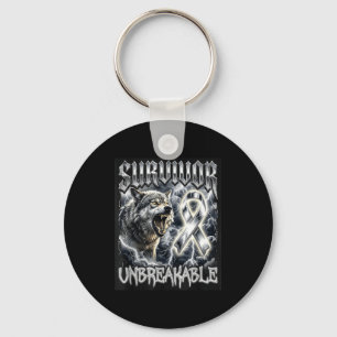 Brain tumour survivor unbreakable wolf bootleg gre keychain