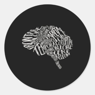 Brain Typography Rn Neuroscience Nurse Neurologist Classic Round Sticker