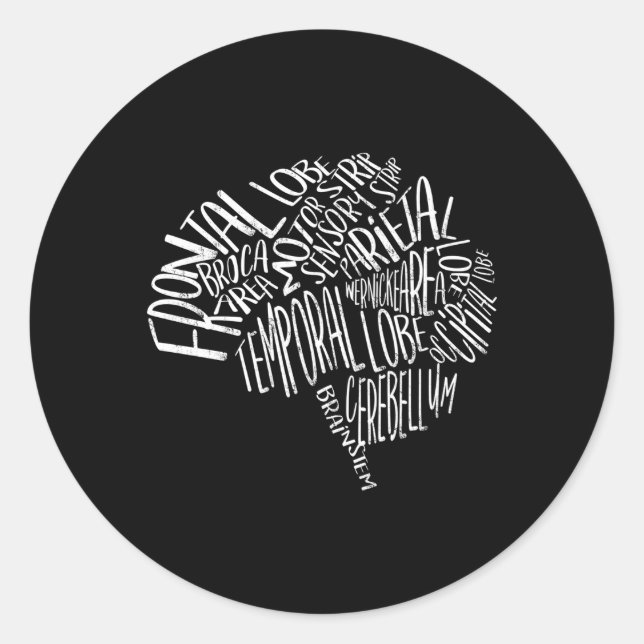 Brain Typography Rn Nurse Neurologist Classic Round Sticker (Front)