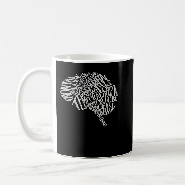 Brain Typography T RN Neuroscience Nurse Neurologi Coffee Mug (Left)