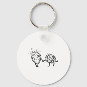 Brain Vs Heart Funny Mental Health Awareness Keychain