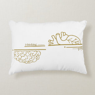 Brain vs Heart Minimalist Line Art Accent Pillow