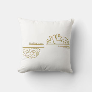 Brain vs Heart Minimalist Line Art Throw Pillow