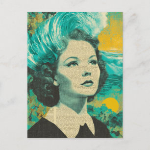 Brain Waves mixed media Collage Postcard