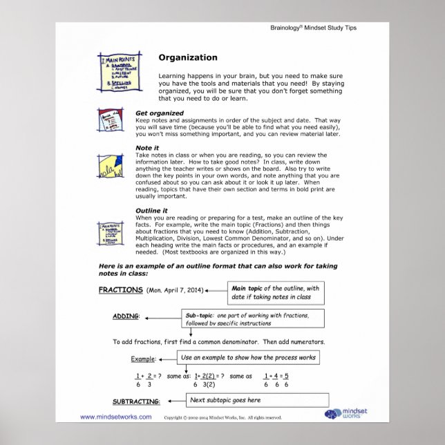 Brainology® Poster4: Organization Poster (Front)