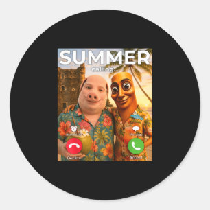 Brainrot john pork funny summer vacation tung classic round sticker
