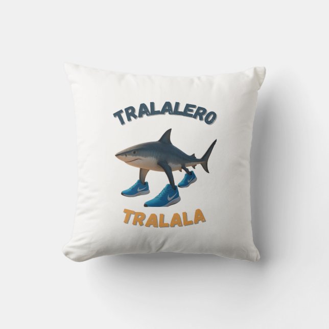BrainRots TralaleroTralala |The Three-Legged Shark Throw Pillow (Front)
