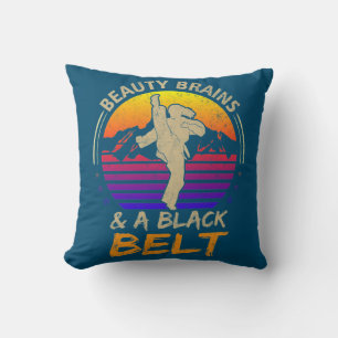 Brains And A Black Belt Karate Girl Martial Arts Throw Pillow