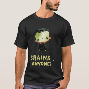 Brains Anyone Cute Zombie Watercolor Undead Kawaii T-Shirt