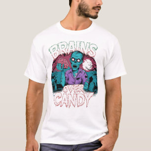 Brains & Blood Splatter – Scary Zombie Graphic Tee