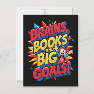 Brains Books and Big Goals - Fun Back-to-School Postcard