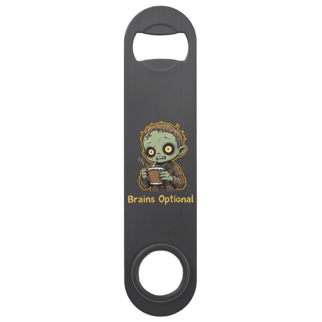 Brains Optional Zombie Coffee Funny Cute Undead  (Dos)
