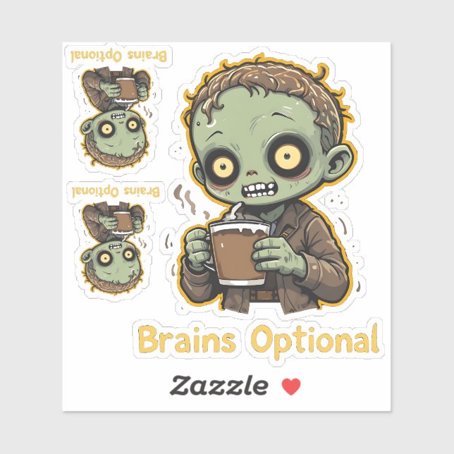 Brains Optional Zombie Coffee Funny Cute Undead  (Sheet)