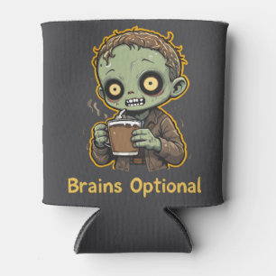 Brains Optional Zombie Coffee Funny Cute Undead Can Cooler