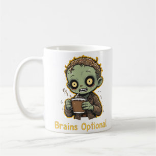 Brains Optional Zombie Coffee Funny Cute Undead  Coffee Mug