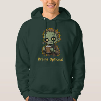 Brains Optional Zombie Coffee Funny Cute Undead  Hoodie
