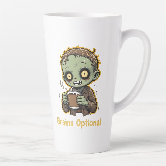 Brains Optional Zombie Coffee Funny Cute Undead  Latte Mug (Right)