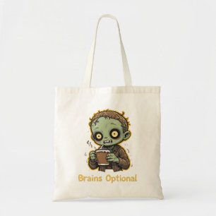 Brains Optional Zombie Coffee Funny Cute Undead Tote Bag