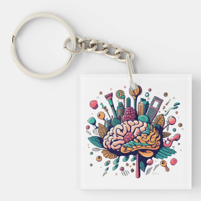 Brainwave Boutique: The Neural Tee Collection Keychain (Front)