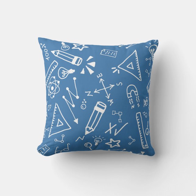 Brainy Blueprint Throw Pillow (Front)