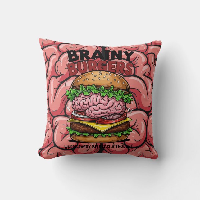 Brainy Burgers Throw Pillow (Front)