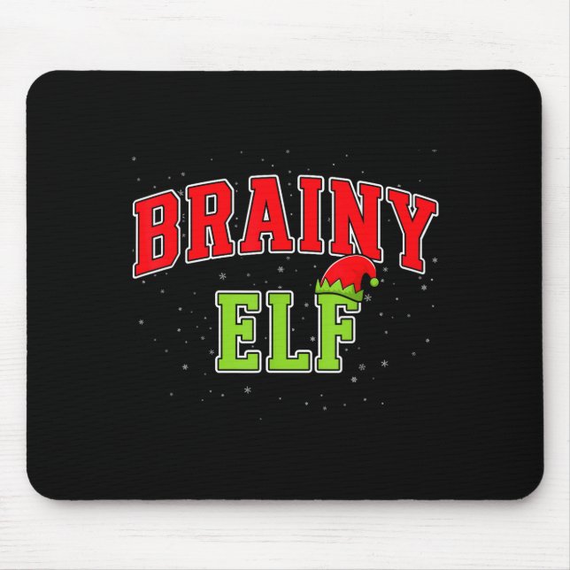 Brainy Elf Christmas Family Matching Group Xmas  Mouse Pad (Front)
