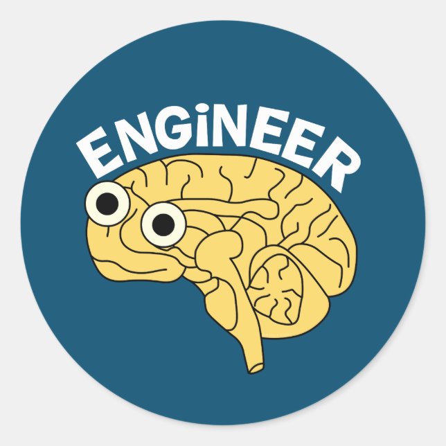 Brainy Engineer  Classic Round Sticker (Front)