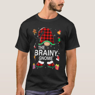 Brainy Gnome Buffalo Plaid Matching Family Christm T-Shirt