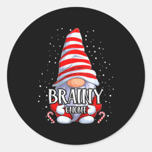 Brainy Gnome Christmas Pajamas Matching Family Gro Classic Round Sticker