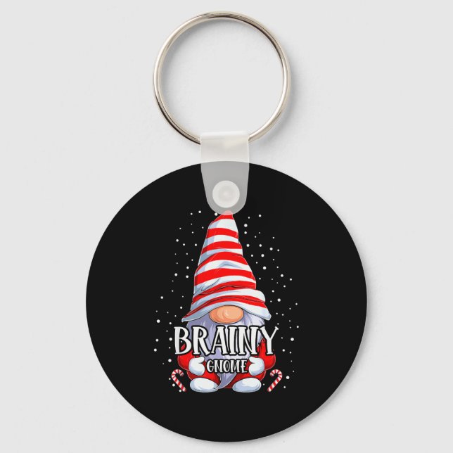 Brainy Gnome Christmas Pajamas Matching Family Gro Keychain (Front)
