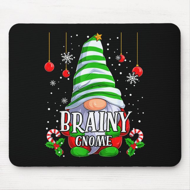 Brainy Gnome Christmas Pajamas Matching Family Gro Mouse Pad (Front)