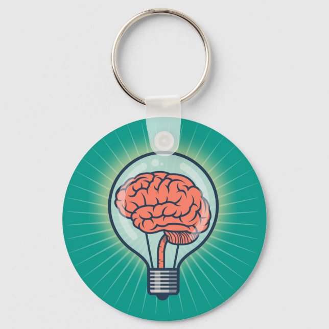 Brainy light bulb illustration keychain (Front)
